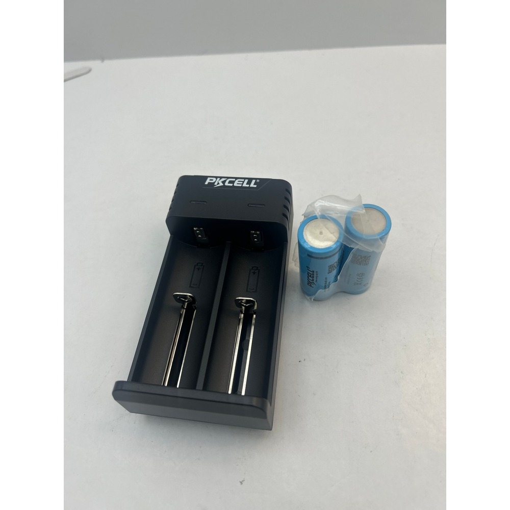 PKCELL Battery Charger with 2 Batteries  OS Black